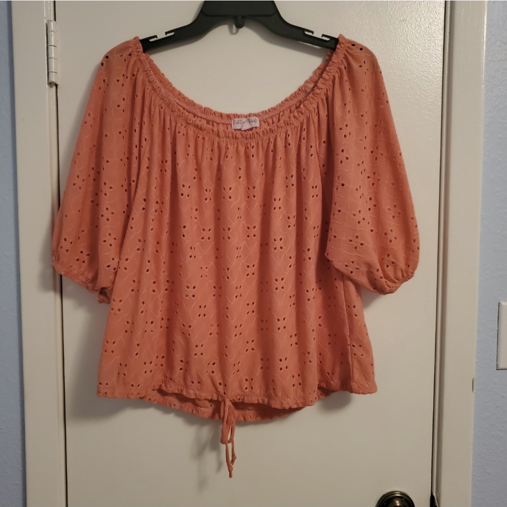 Plus Full Circle Trends Peach Off the Shoulder Top